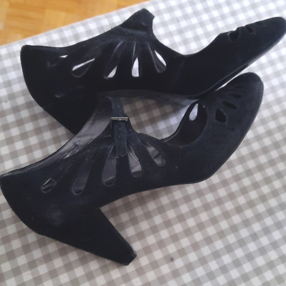 Black Suede Cut Out Heels